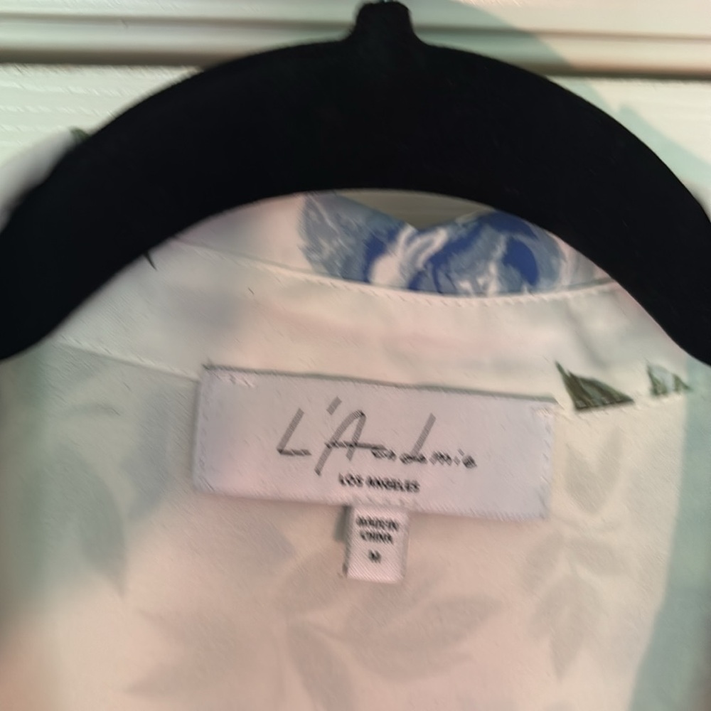L'Academie Cream and Blue Floral dress sz Medium - Picture 7 of 11
